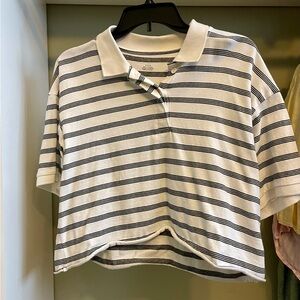 American Eagle crop top in white with black stripes. Size medium